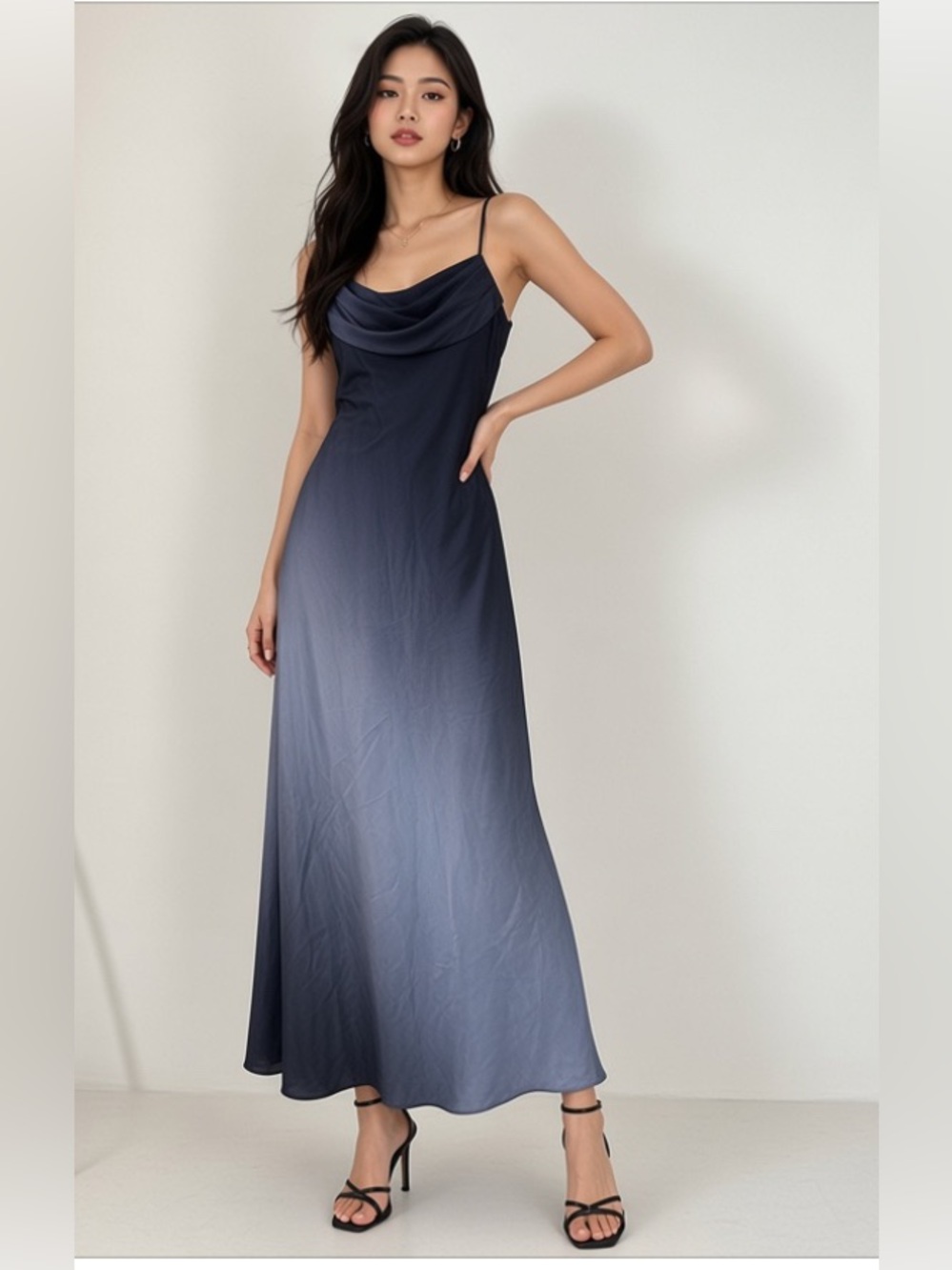 Vintage 90s Onyx Nite Satin
Slip Maxi Dress Made In USA
